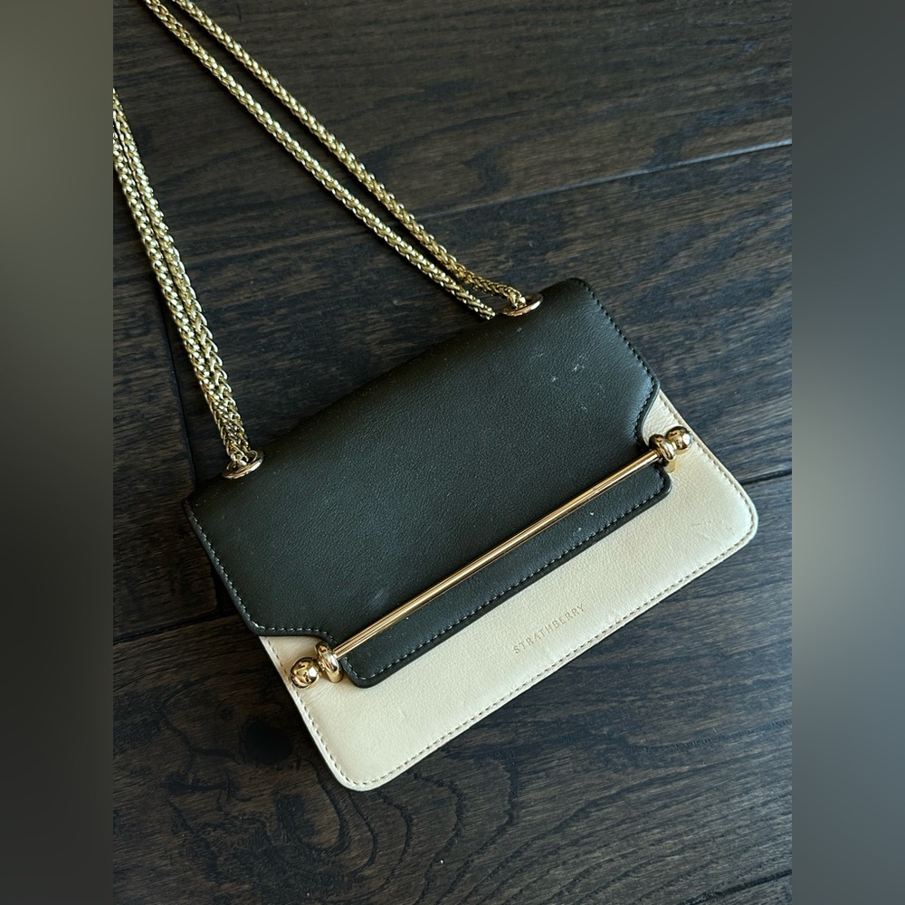 STRATHBERRY East-West Tricolor Leather Crossbody Bag Chain
